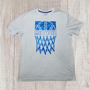 AND1 Air Mail Graphic Basketball White and Blue Short Sleeve T-shirt